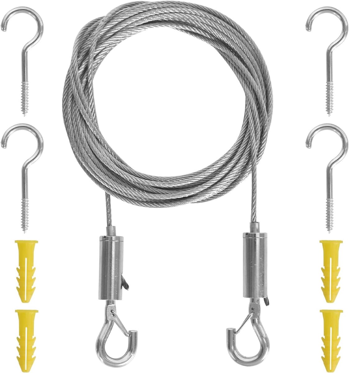 Gordijn draad set 6 meter - 2 mm roestvrij staal - multifunctioneel - ideaal voor het ophangen van gordijnen - ShopVlot