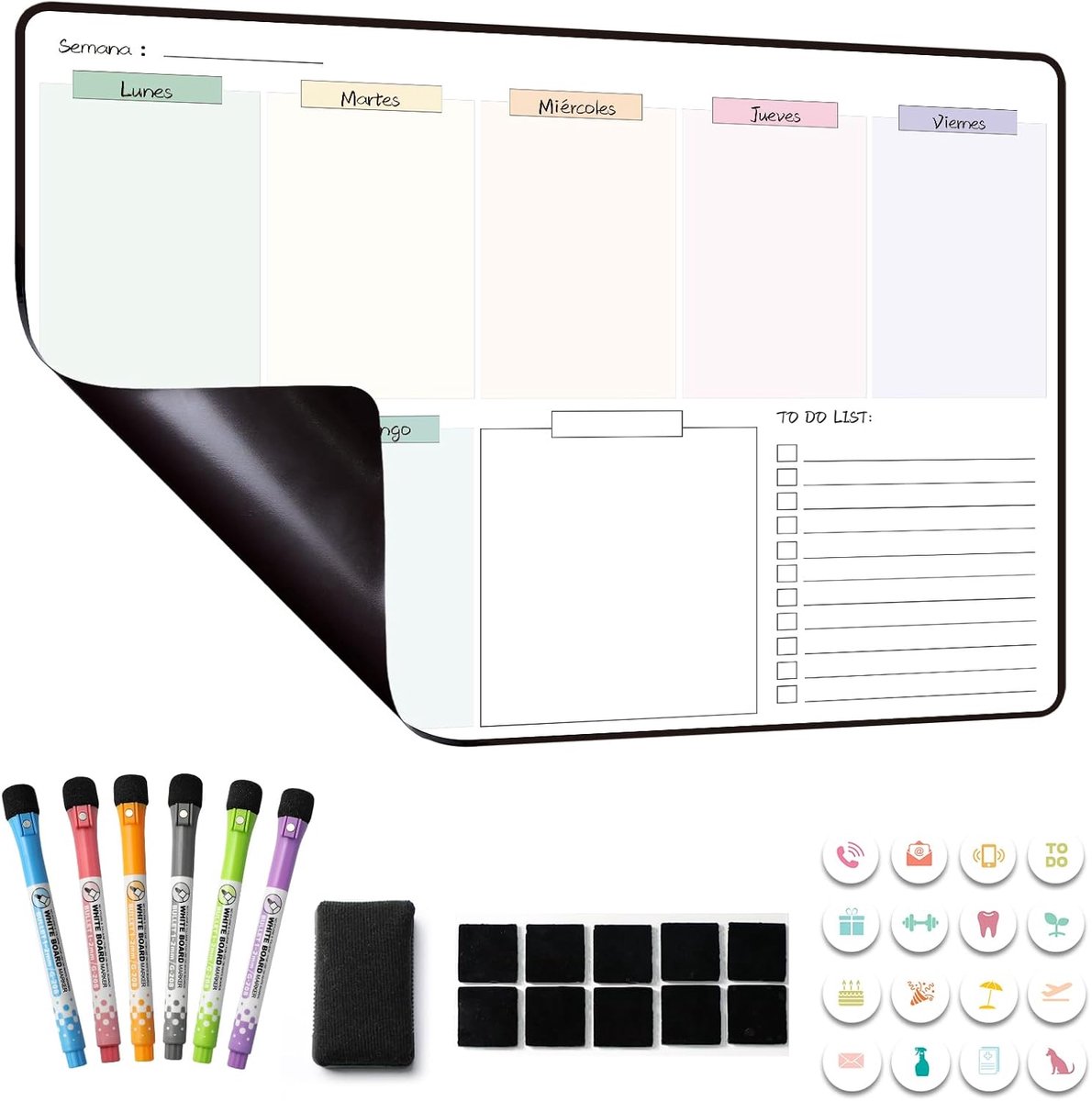 MCCORL Magnetic Weekly Planner Magnetic Fridge Planner Weekly Planner Magnetic Fridge Planner 42 x 28 cm in Spanish - ShopVlot