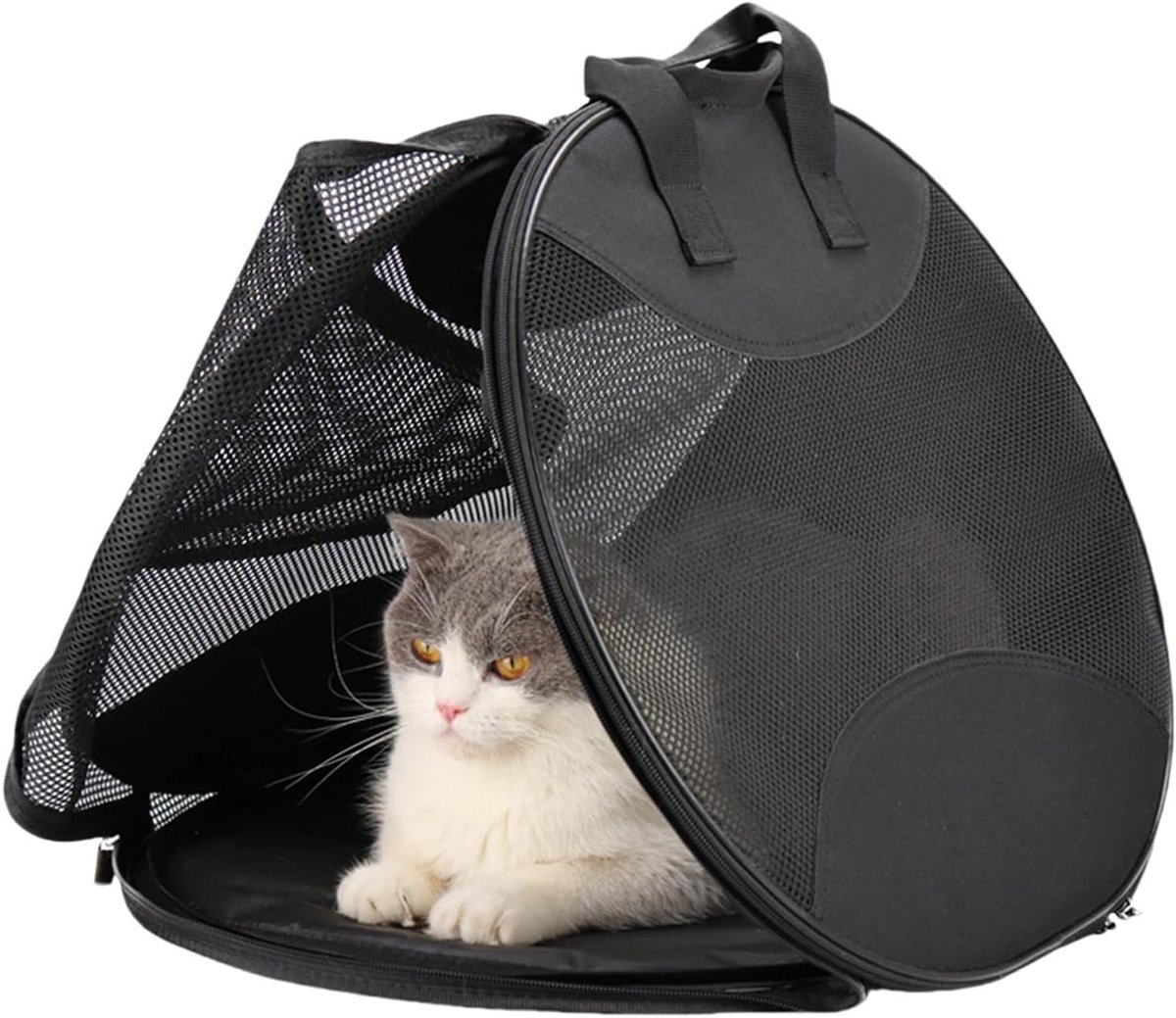 Transporttas Kat - Reismand Huisdier - Veilig Vervoeren - Ademend Mesh - 40 cm - Zwart