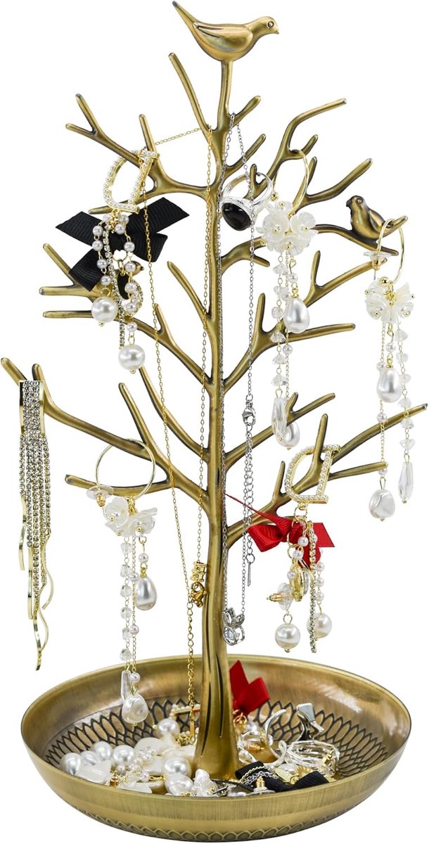 SnelShoppen - Sieradenstandaard voor Oorbellen, Kettingen en Ringen, Toren voor Vrouwen en Meisjes, Ideaal voor het Presenteren van Sieraden (Antiek T
