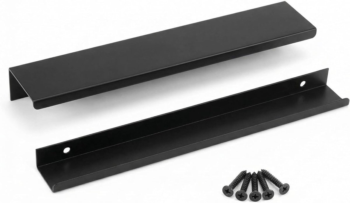 SnelShoppen - 10 Stuks 300mm Keuken Kastdeuren Handgrepen met Schroeven - Zwart Aluminium Handvatten voor Meubels en Keuken Decoratie