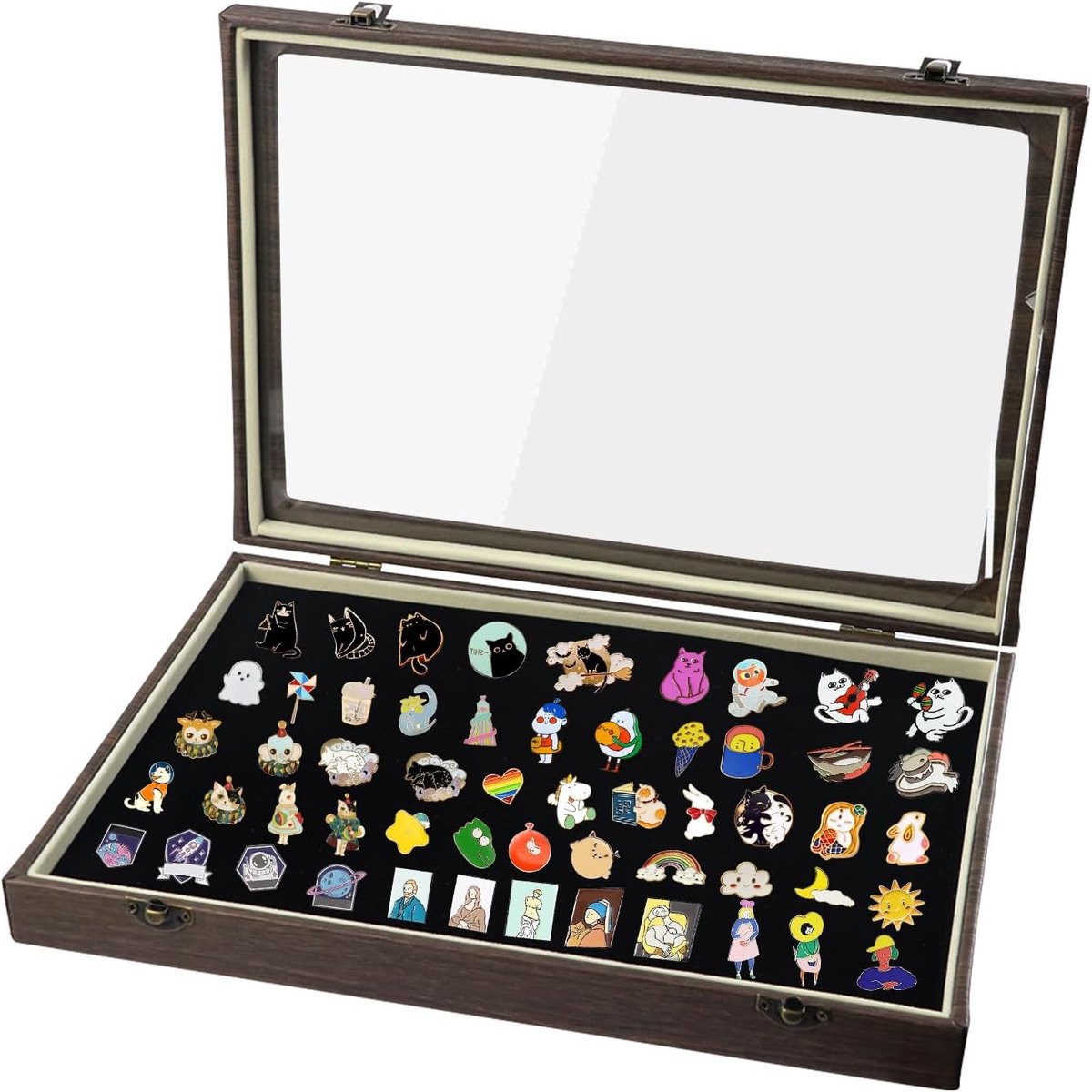 Pin Badge Display Case, Stylish Storage for Pins, Medals, Badges and Ribbons, Enamel Pages with Shadow Box Frame for - ShopVlot