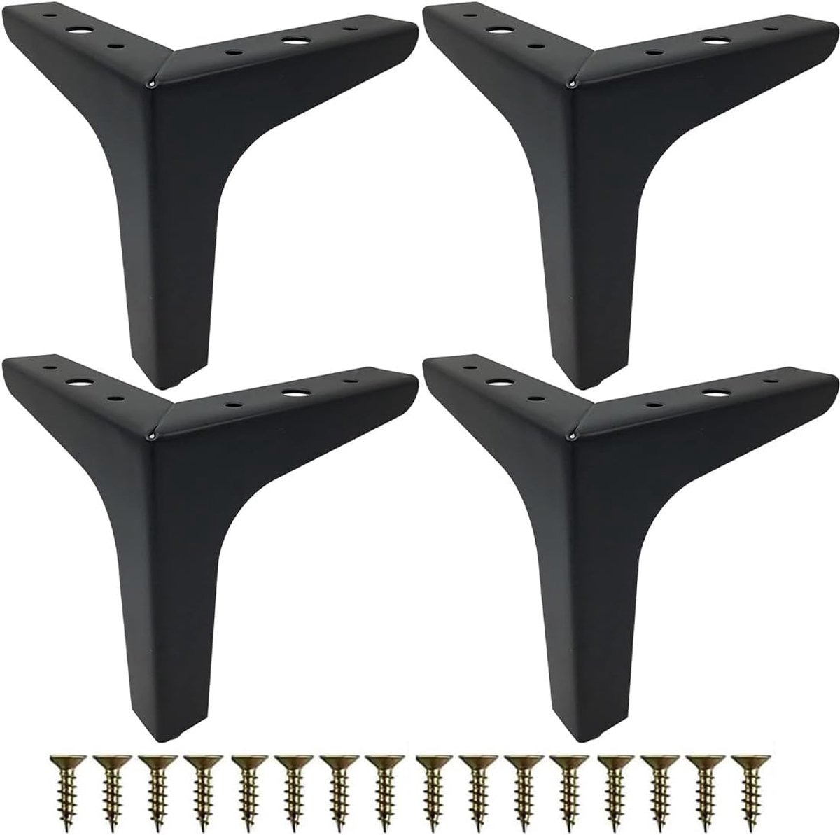 SnelShoppen - 4 Stuks 10cm Zwarte Metalen Meubelpoten met Schroeven Perfect voor Sofa, Salontafels, Kasten, TV-Meubels, Nachtkastjes, Lades, DIY Meube