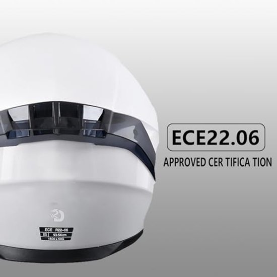 DAWNRISE Integraalhelm met dubbel vizier ECE 22.06 - Wit - Maat L