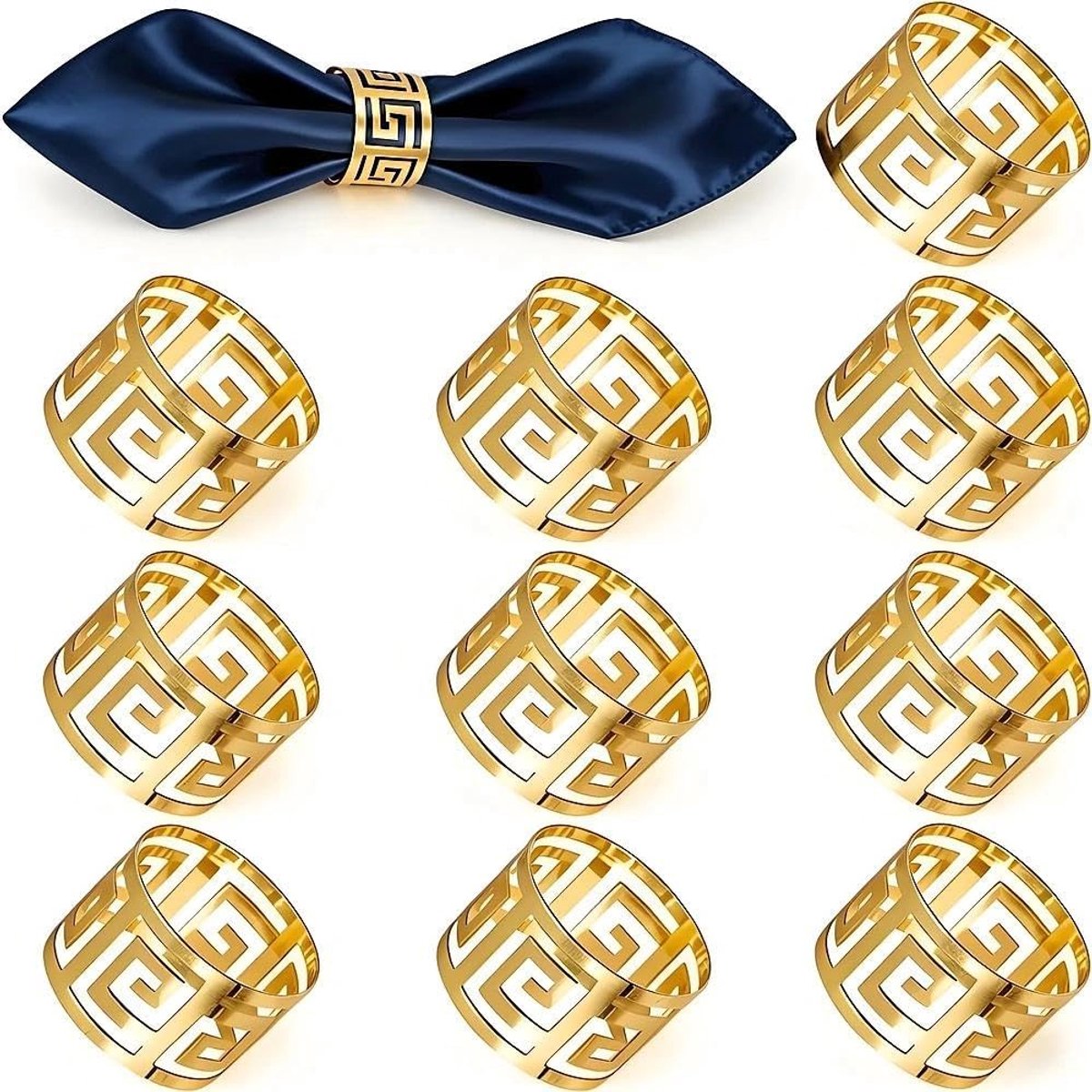 SnelShoppen - Napkin Rings Goud 10 Stuks - Ronde Servetringen Metaal - Stijlvolle en Praktische Servet Ringen voor Trouwerijen, Feesten, Banketten