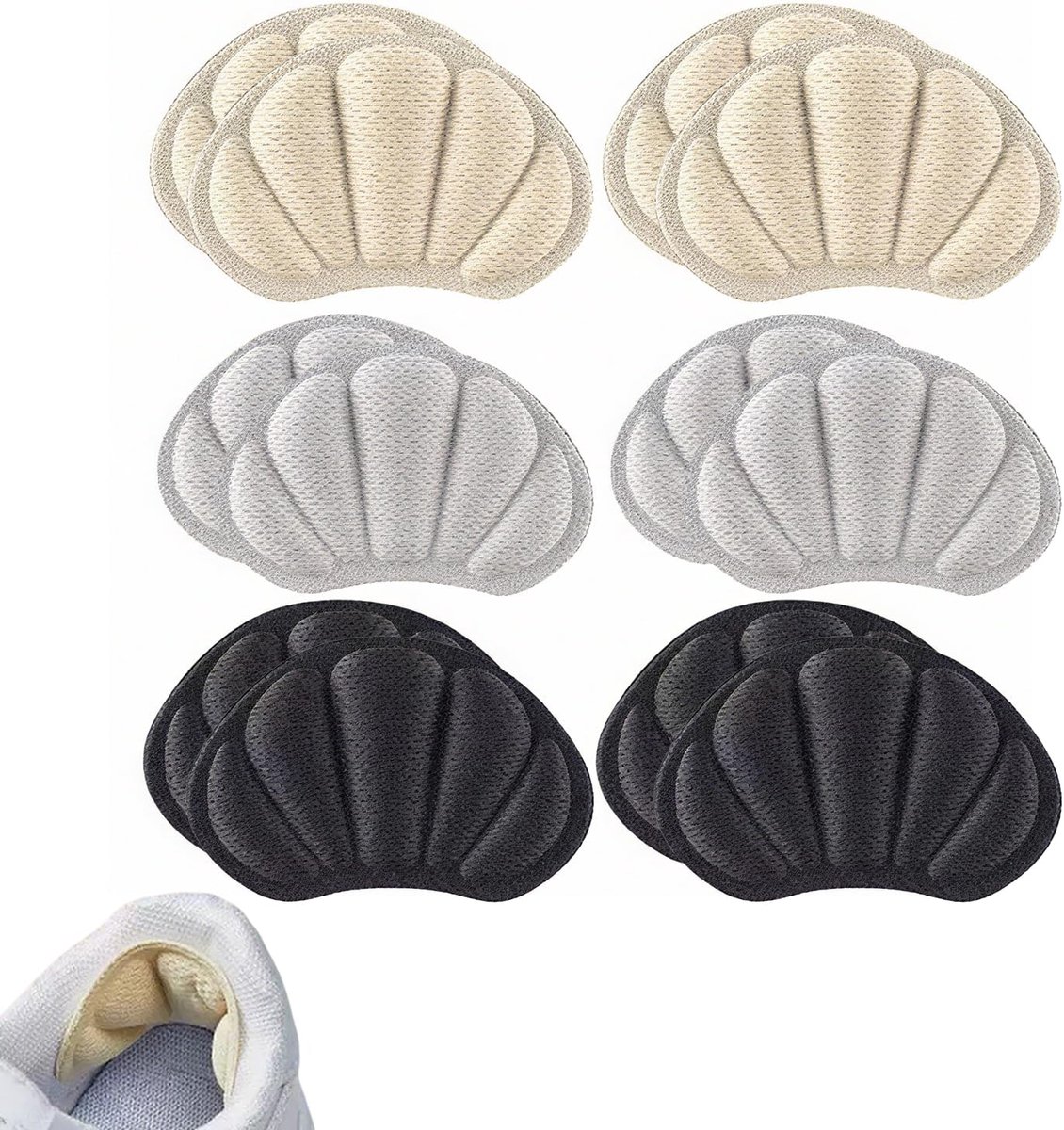 6 paar achterkant van hielkussentjes, mesh zelfklevende hielkussentjes voor achterkant van de hiel, hielgrepen pads - ShopVlot