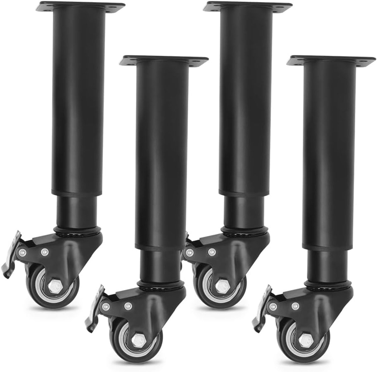 Furniture Legs Adjustable with Wheels 245-360 mm Pack of 4 Black Height Adjustable Metal Height Adjustable Feet for - ShopVlot