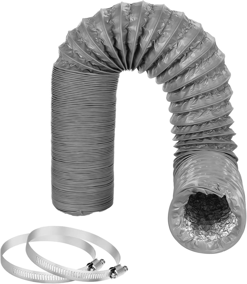 Pipe Hose 100mm Aluminum PVC Ventilation Air Ducts Tumble Dryer Vent Hose with 2 Clamps - ShopVlot