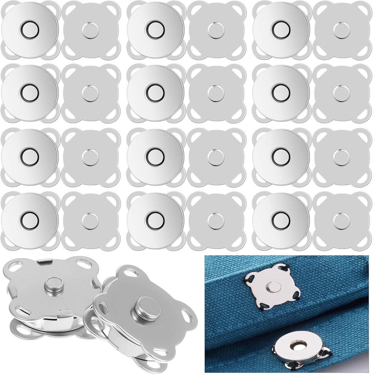 SnelShoppen - Magnetische Knopen 14 mm, Drukknopen voor Naaien, Magnetische Sluiting voor Tassen en Kleding, Herbruikbaar, Sterk en Duurzaam, Metaal,