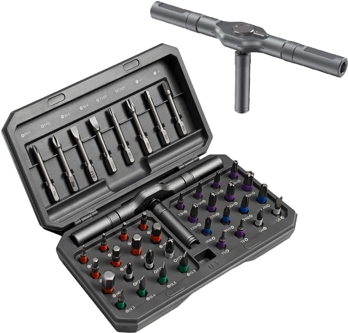 SnelShoppen - 42 in 1 Magnetische Schroevendraaierset met 40 Bits, Schroevendraaier Ratel, Multifunctionele Gereedschapsset voor Klussen, Reparaties e