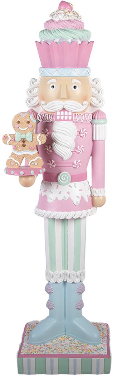 Clayre & Eef Kerstdecoratie met LED-verlichting Notenkraker 35x30x125 cm Roze Kunststof