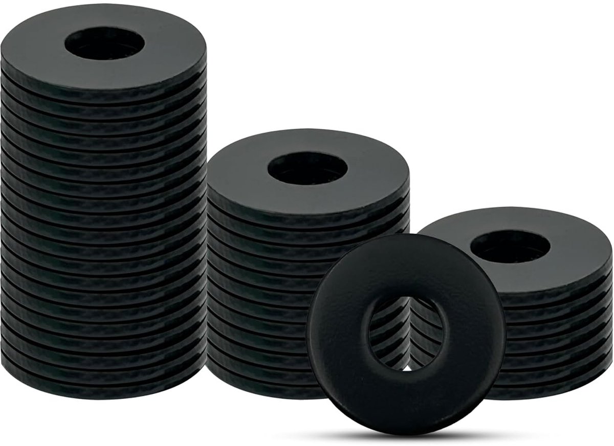 SnelShoppen - 40 Stuks Platte Ringen M8 Zwarte Ringen Roestvrijstaal Assortiment voor Schroeven en Moeren, Metaal Lichaam voor Diverse Toepassingen