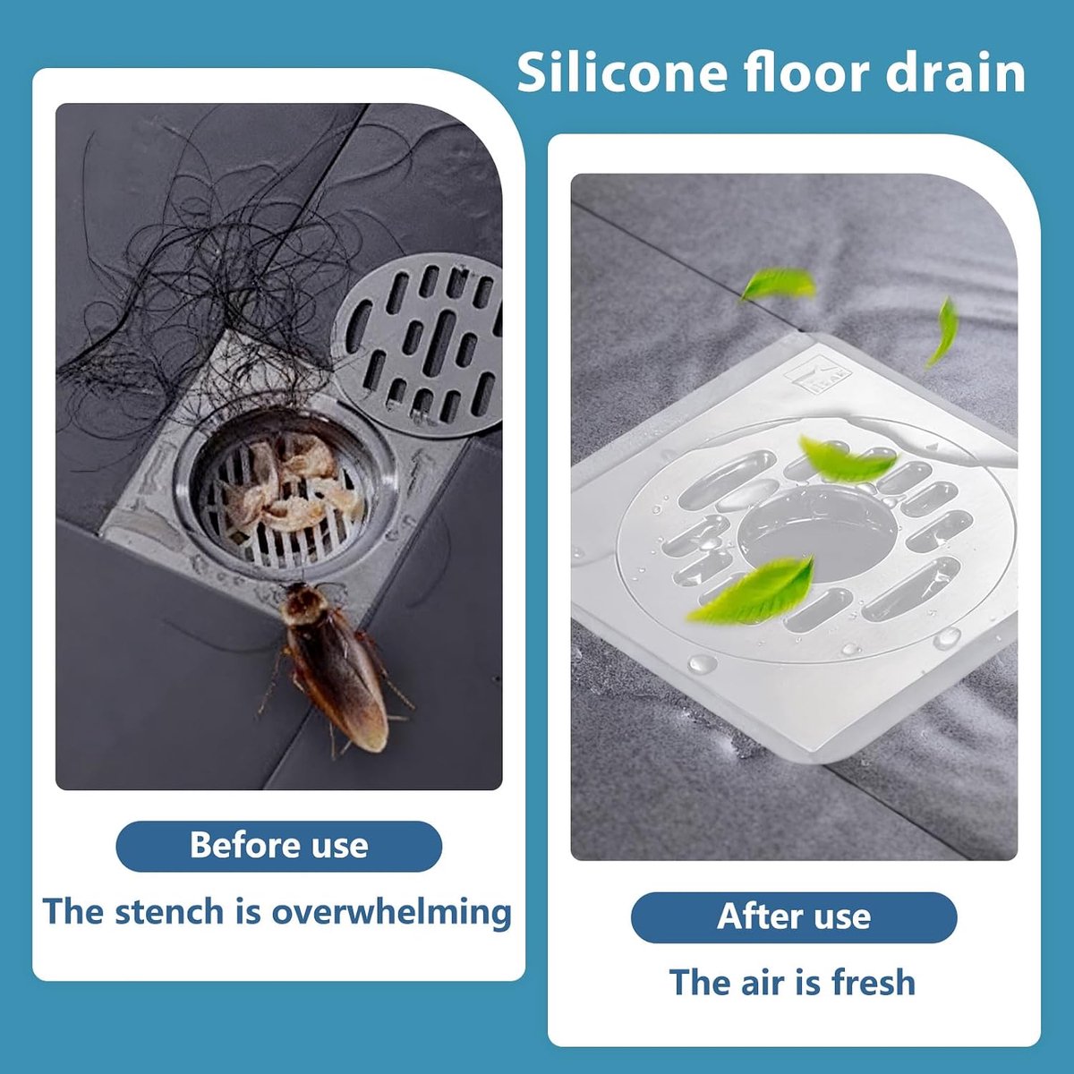SnelShoppen - Doucheafvoer Lid Geuronderdrukkend 2 Stuks Silicone Stopper Afvoer Deksel Deodorant voor Badkamer, Keuken (12 x 12 cm elk)