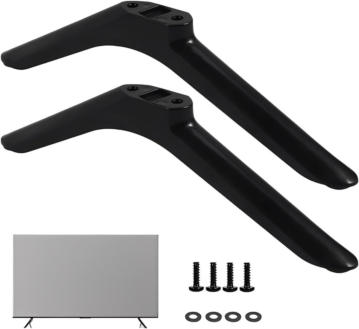 SnelShoppen - Tv-houders 2 stuks, reservepoten voor 32 inch flatscreen tv met schroeven en antislip pads, zwart - Universele tv-beugel voor stabiele b