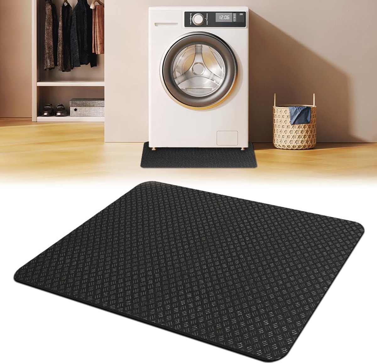 SnelShoppen - Anti-vibratie Mat Antislip Voor Wasmachine 60 x 60cm, Waterdicht Rubber, Geluiddempende Onderlaag voor Wasmachine, Hoge Grip, Perfecte S