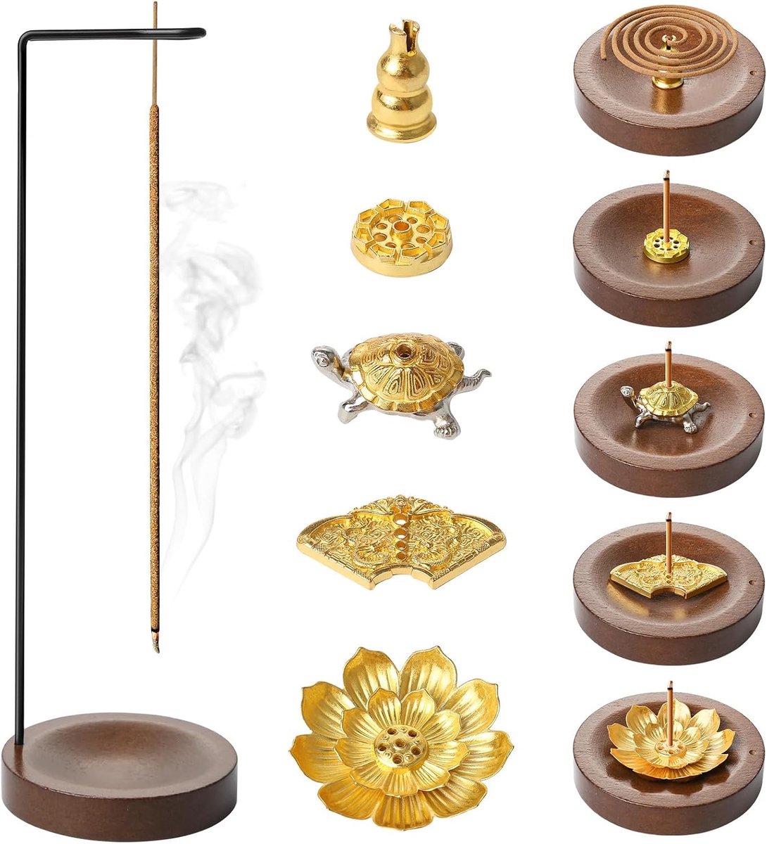 2 in 1 Incense Stick Holder Wooden Incense Stick Holder Incense Holder Incense Holder with Cone Coil Holder for - ShopVlot