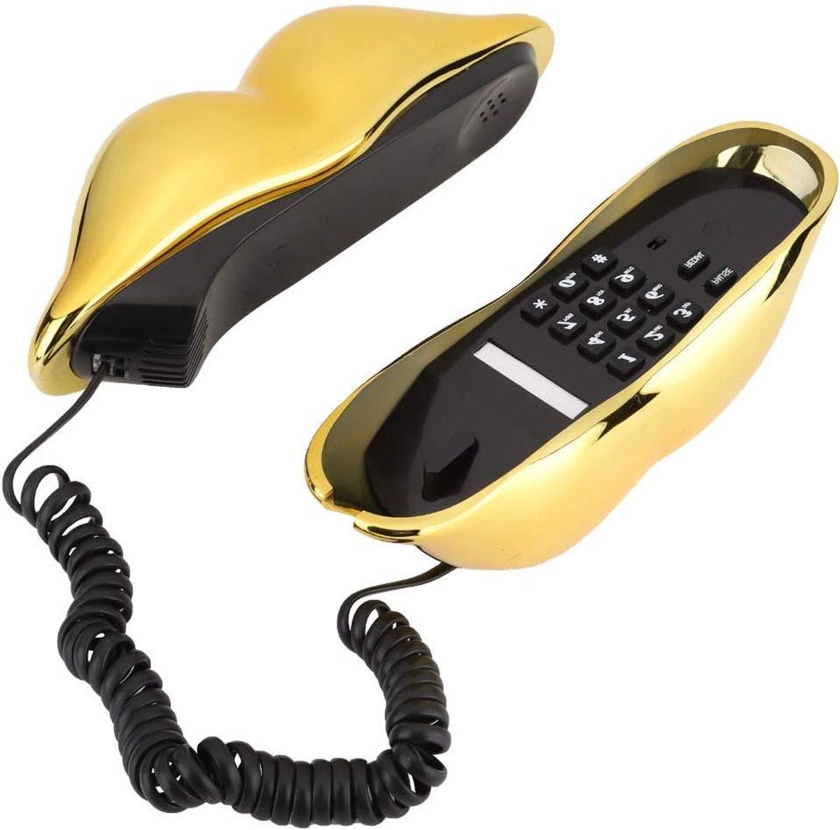 Lipvormige Telefoon - Bureautelefoon Decoratie - Huis Decoratie - Uniek Mode Statement - 23 x 13 x 8 cm - Vergulde