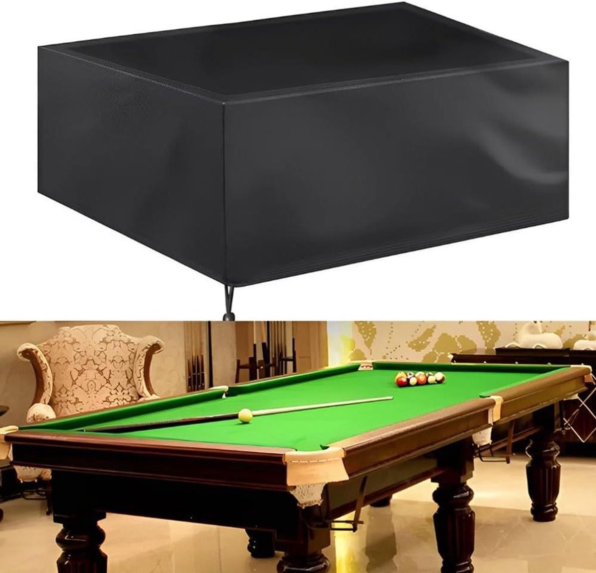 Biljarttafel Beschermhoes - Tafelafdekking Pooltafel - Tafel Beschermen - Waterdicht Oxford Weefsel - 4 Maten Verkrijgbaar - Zwart