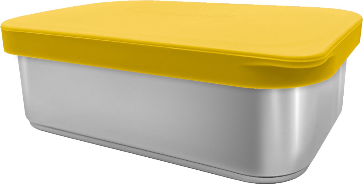 Smikkels - RVS lunchbox Daily Basic - kind - Broodtrommel school - 900ml - Duurzaam 304 RVS (18/8) - Geel - Brooddoos