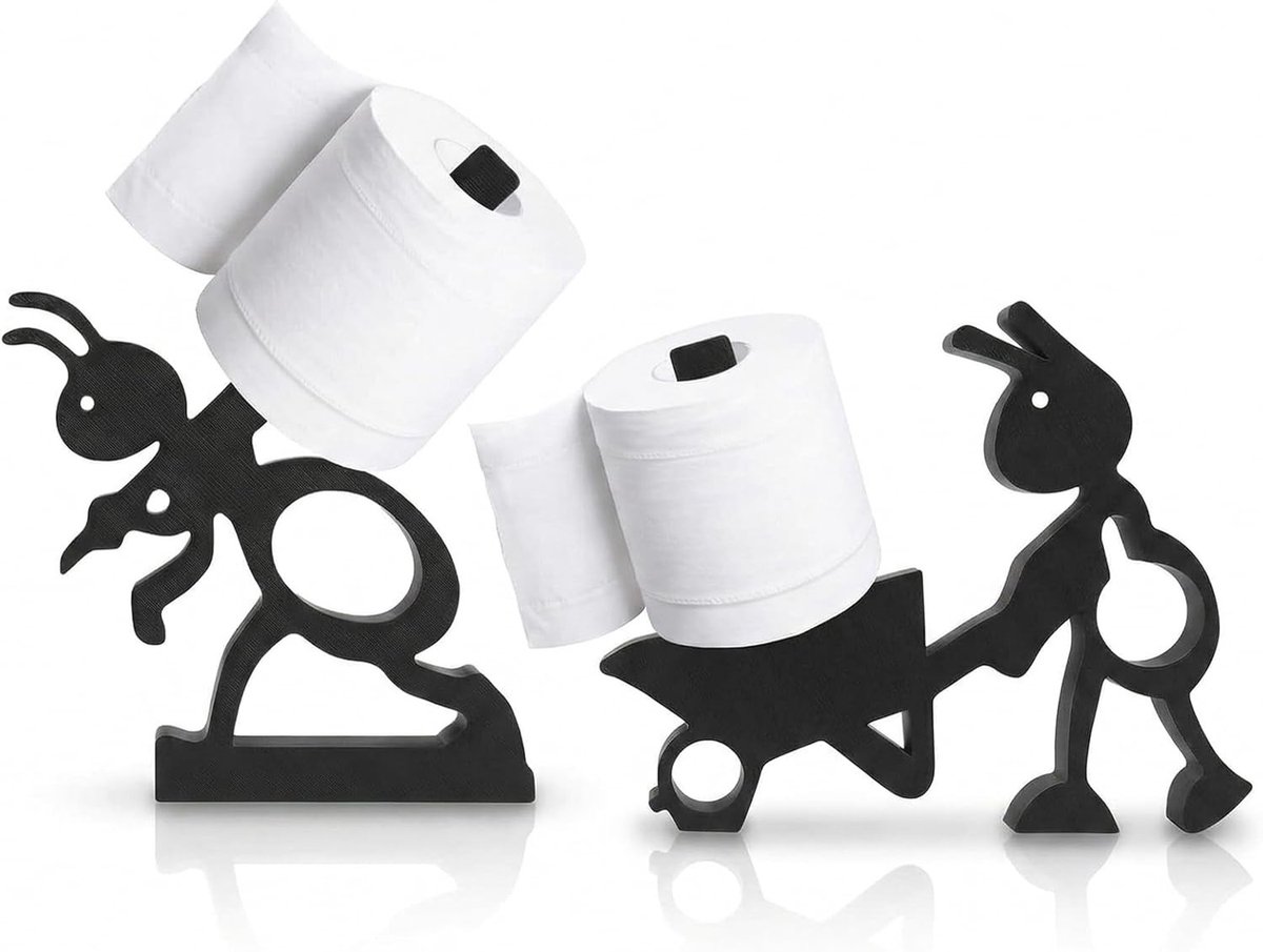 Grappige toiletpapierhouder met 3D-bedrukte mieren, vrijstaand en ideaal voor badkamer en slaapkamer, 2 stuks