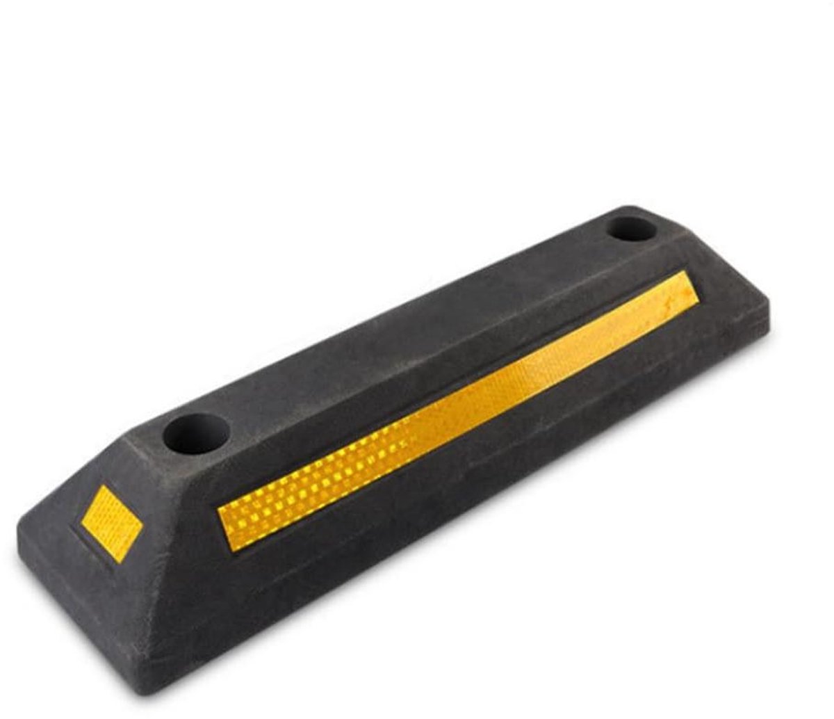 Stoeprand Wielstopper - Parkeerhulp Bodemkap - Voertuigen Parkeren - Reflecterende Bumper - 55 x 15 x 10 cm - Zwart