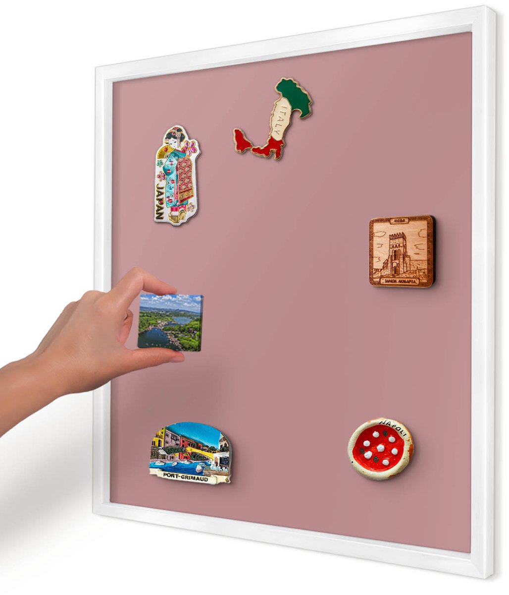 Artprintcave Roze Magneetbord mit Witte Lijst - 50x50 cm - Pastelroze Magneetbord Voor Keuken - Minimalist Memobord Keuken - Achtergronden En Patronen