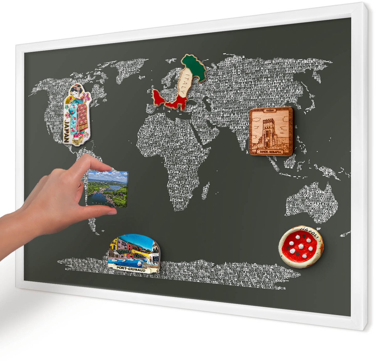 Artprintcave Groente Magneetbord mit Witte Lijst - 60x40 cm - Tekstkaart Magneetbord Voor Keuken - Typografisch Magnetisch Bord Voor Magneten - Kaarten