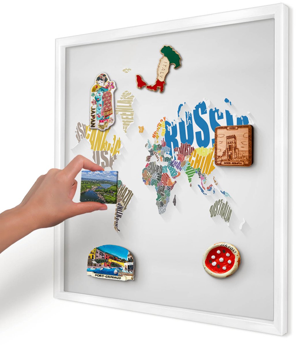Artprintcave Wit Magneetbord mit Witte Lijst - 50x50 cm - Kleurenkaart Memobord Keuken - Abstract Magnetisch Bord - Kaarten
