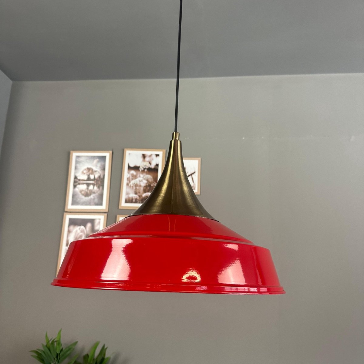 Bamyum Asletl hanglamp, industriële Modern stijl, Ø41 cm, rood metalen lamp