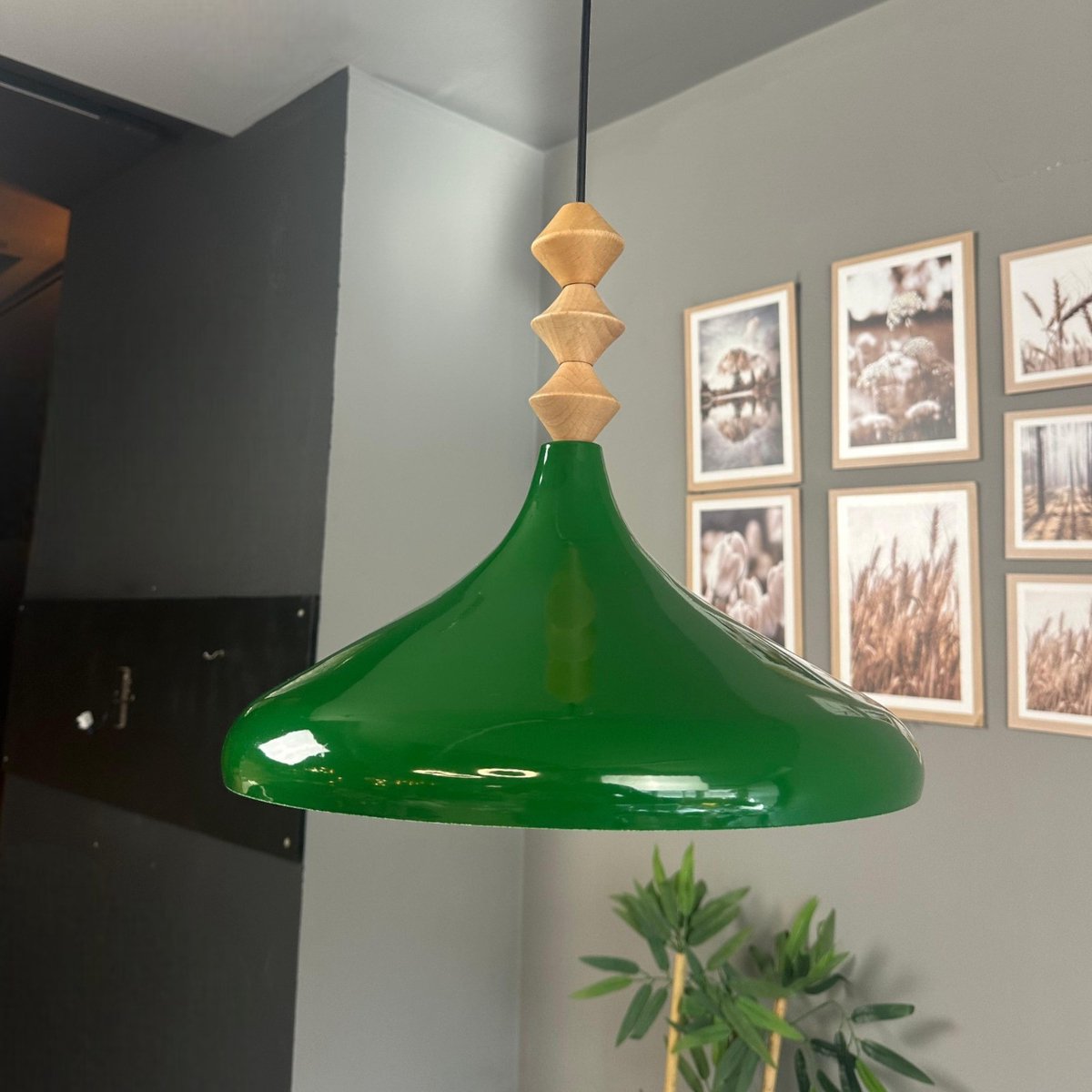 Bamyum Champion hanglamp, industriële Modern stijl, Ø40 cm, groen metalen lamp