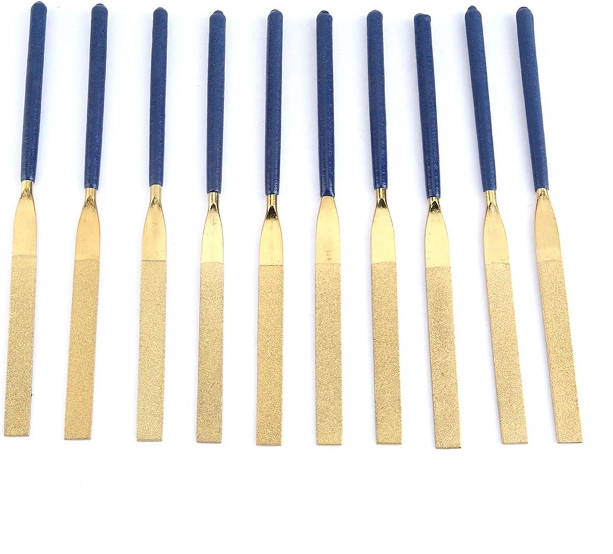 Diamantvijlen Set - Naaldvijlen Platte Vijlen - Metaal Bewerken - Hoge Hardheid Diamant - 10 Stuks 5x180mm - Zilver