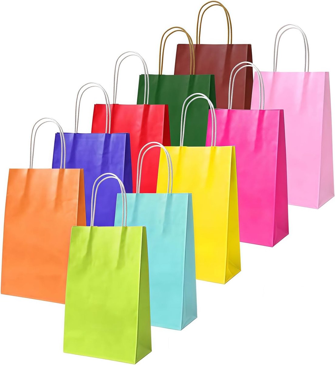 Papieren feestzakken 10 stuks - regenboogkleurig - klein formaat - perfect voor feestjes - SnelShoppen