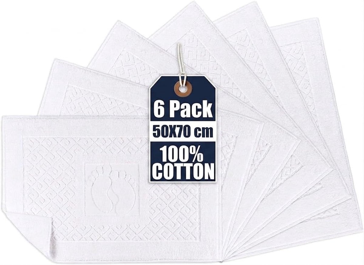Badmat set van 6 - 100% katoen - luxe en veilig - perfect voor in de badkamer - SnelShoppen