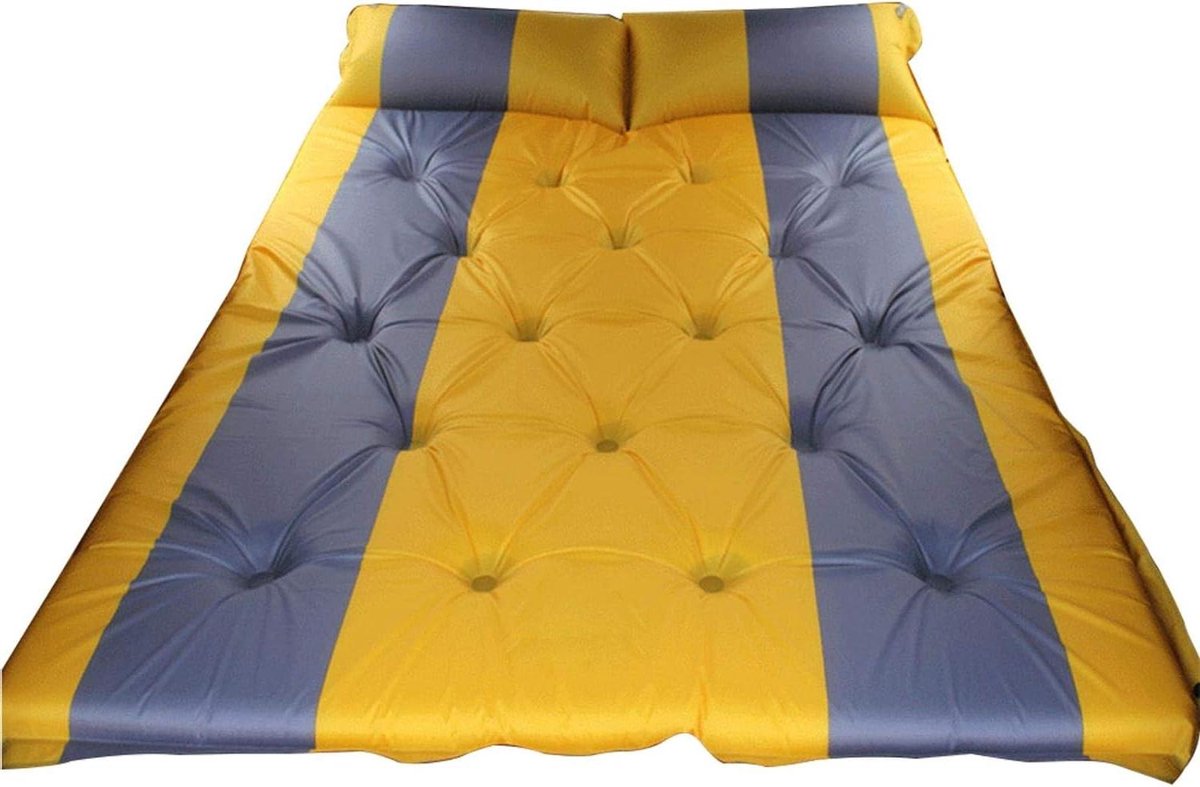 Luchtbed Auto - Kampeer Matras - Reizen en Kamperen - Automatisch Opblaasbaar - 188 x 130 cm - Geel/Blauw
