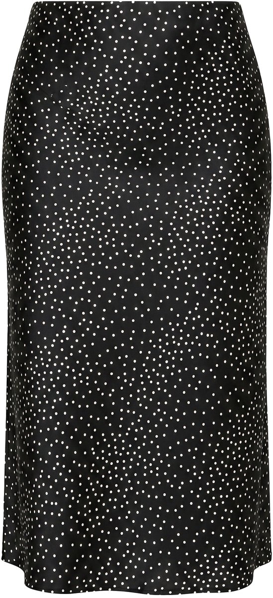 Studio Untold - Dames - Midi-satijnen rok A-lijn dots - Zwart - Maat 46+