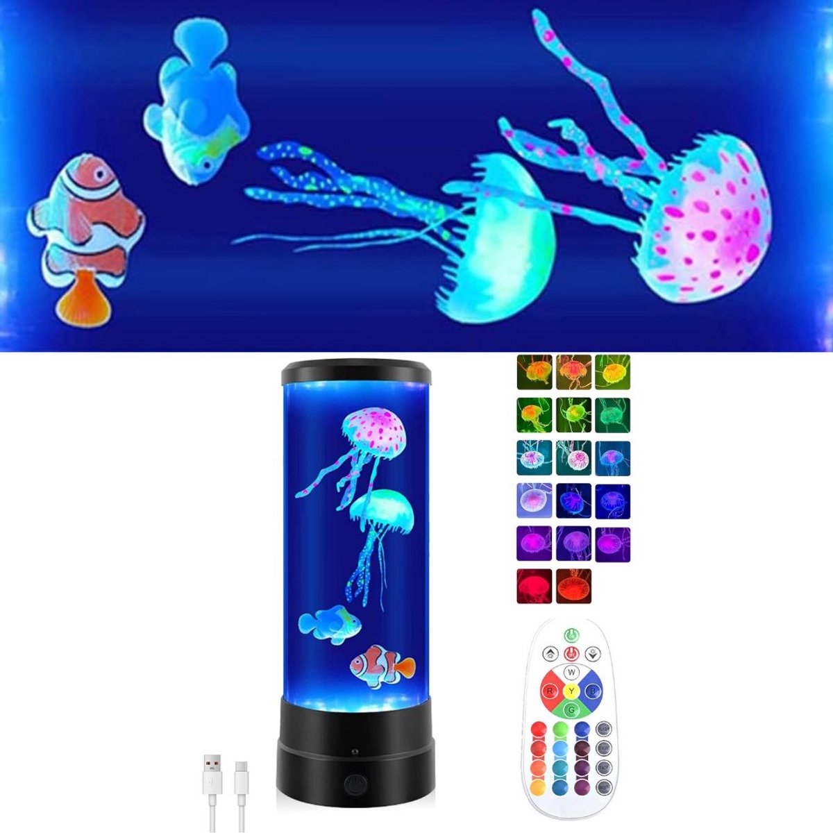 Zavio® Kwallen Lamp - Jellyfish Lavalamp - Nachtlampje