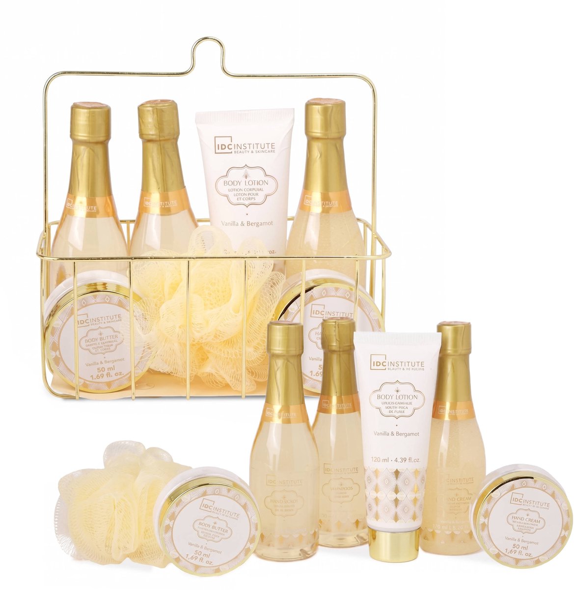 IDC Institute GOLD Vanille set – set voor lichaams- en haarverzorging – kenmerken zoals huid- en haarverzorging