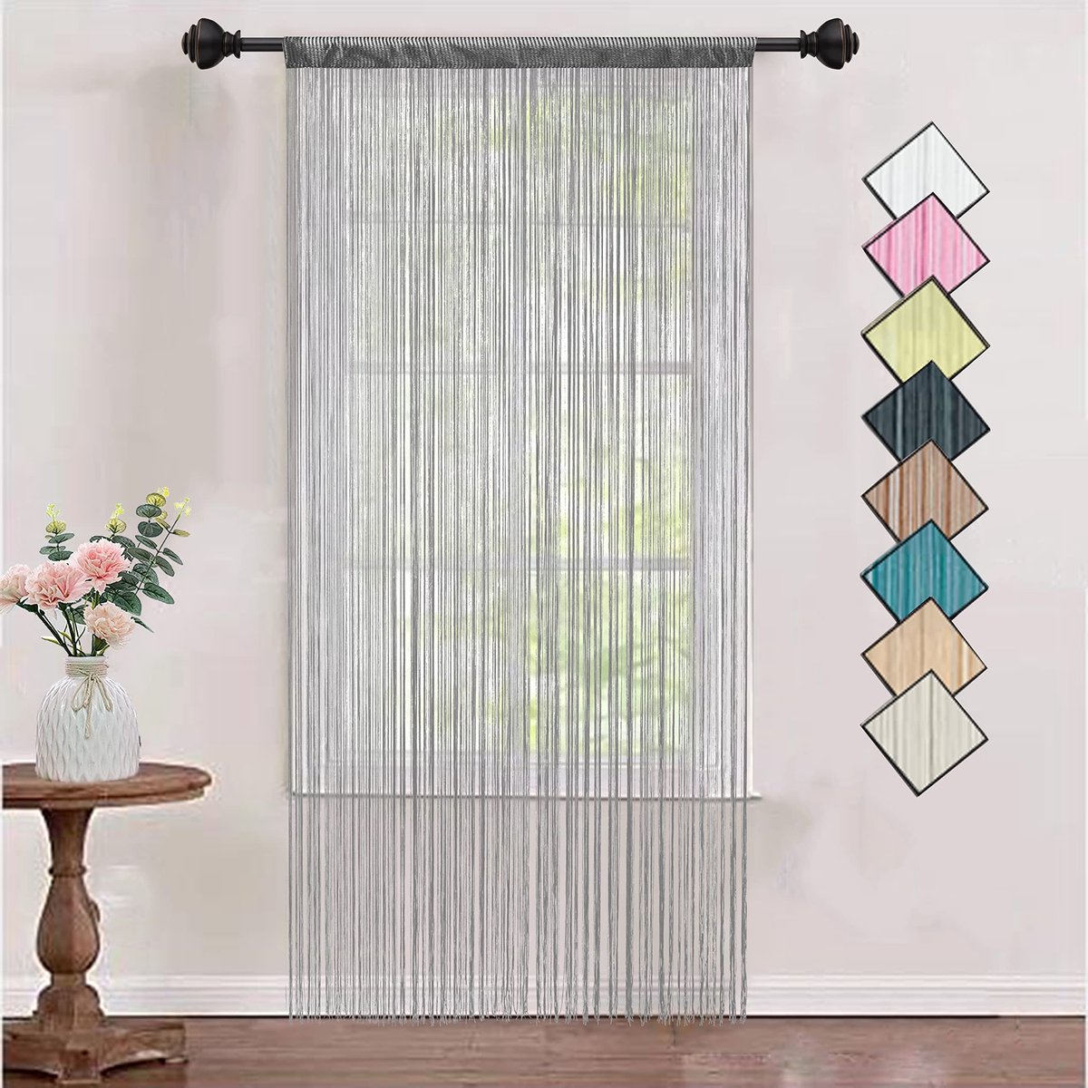 Dailygoods- Gordijn met franje - Polyester - 90 cm breed - 200/245 cm hoog - Lichtdoorlate