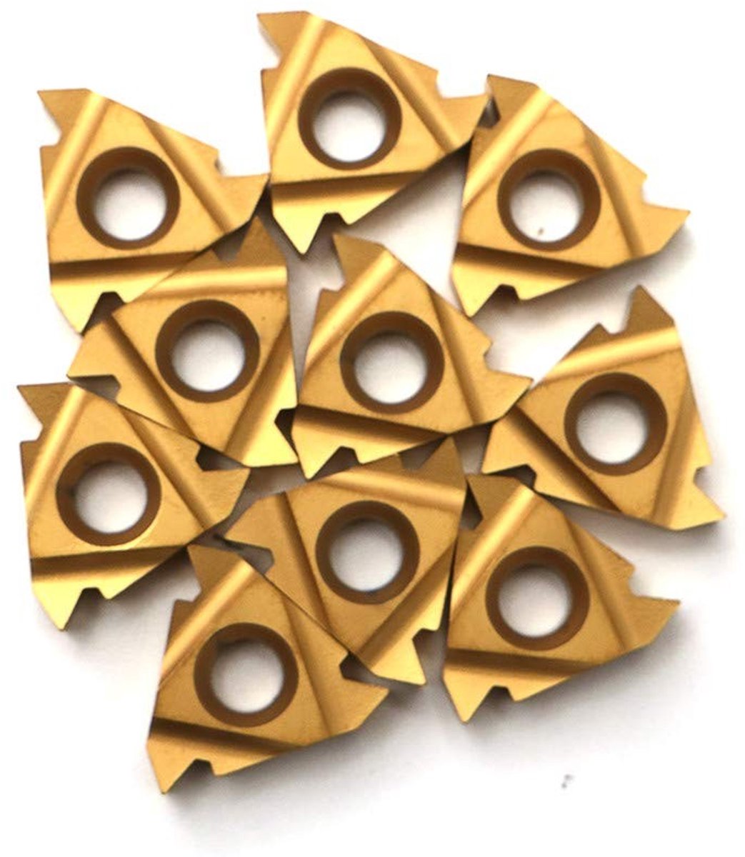 Dailygoods- Carbide Invoert 10 Stuks - 16IR AG60 - Inwendige Schroefdraad - Geschikt voor SNR0013M16 - Hoogwaardige KDC-metaal - Lange Levensduur - Schroefdraadinsert