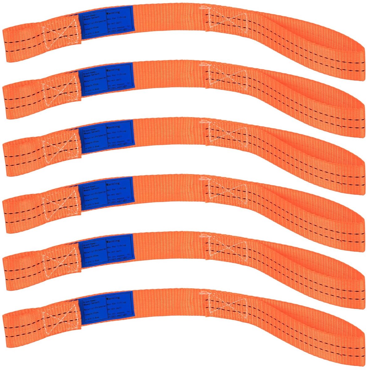 Dailygoods - Spanbanden, spanbanden voor motorfiets, transport, 2.000 kg, sjorringen, dubbele lussen, riemlussen voor auto, motorfiets, ladingbeveiliging, aanhanger, sjorbanden, 450 x 38 mm, 6 stuks