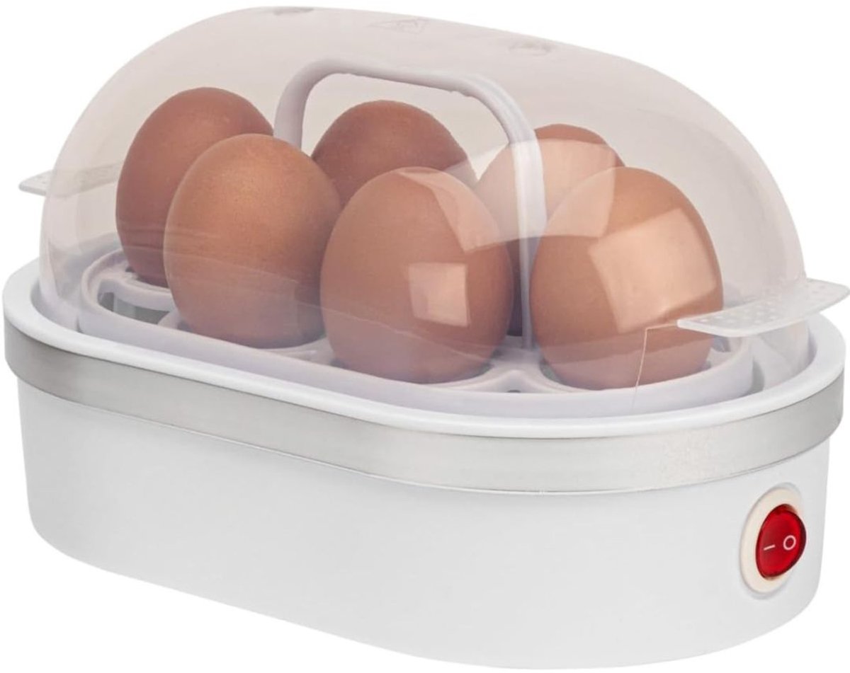 KAD® Eierkoker Electrisch - Eierkoker met Automatische Timer - Perfecte Eieren Koken - Wit - 14cm x 22cm x 13cm