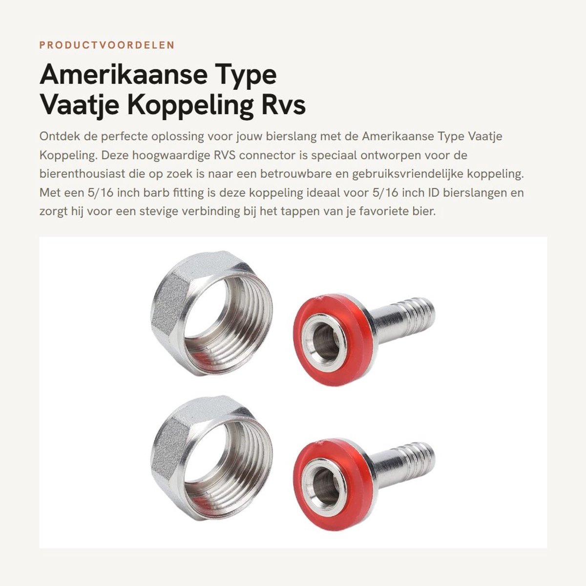 Dailygoods- Biervat Connector - RVS Koppeling - 5/16 inch Barb Fitting - Eenvoudig te Installeren - Geschikt voor Bierslang - Professioneel Ontwerp - Keg Koppeling