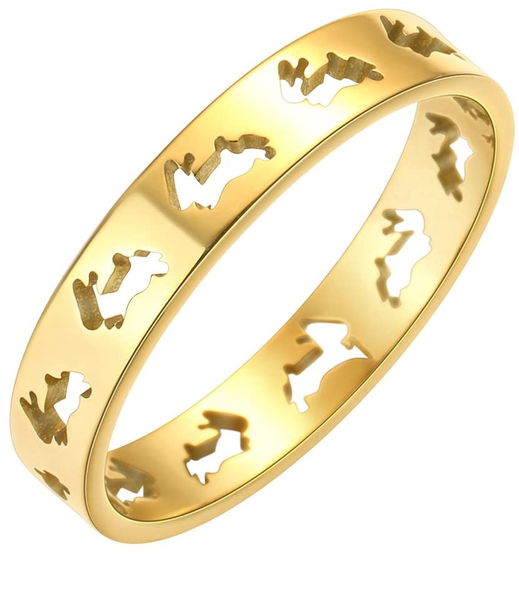 Dailygoods - LUTAKU Rvs Midi Hollow Konijn Vinger Ringen Voor Vrouwen Meisjes Sierlijke Geometrische Stapelen Ring Familie Dier Konijn Sieraden Lover Gift