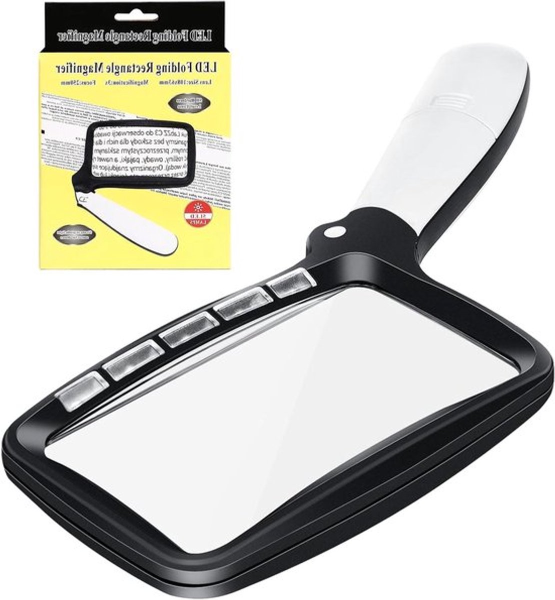 Allecto Plus - Opvouwbare leesloep 3-voudige vergroting met LED-verlichting voor