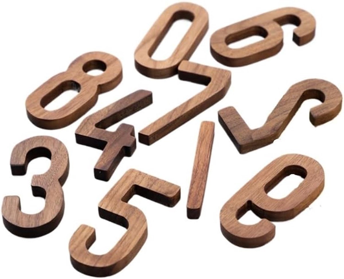 Houten Huisnummer - Deurcijfer Plaque - Adres Aanduiding - Magnetische Bevestiging - 8CM Hoog - Walnoot