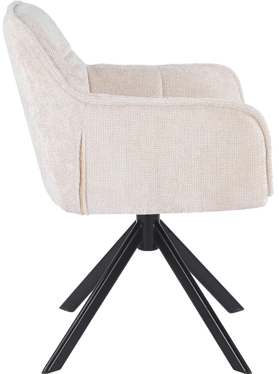 Ams Living® Eetkamerstoel Draaibaar | Kuip Stoel | Dichte afwerking | Stof | Kleur Beige Gebroken Wit | Eettafel Stoelen | Design Stoelen Eettafel – foto 5