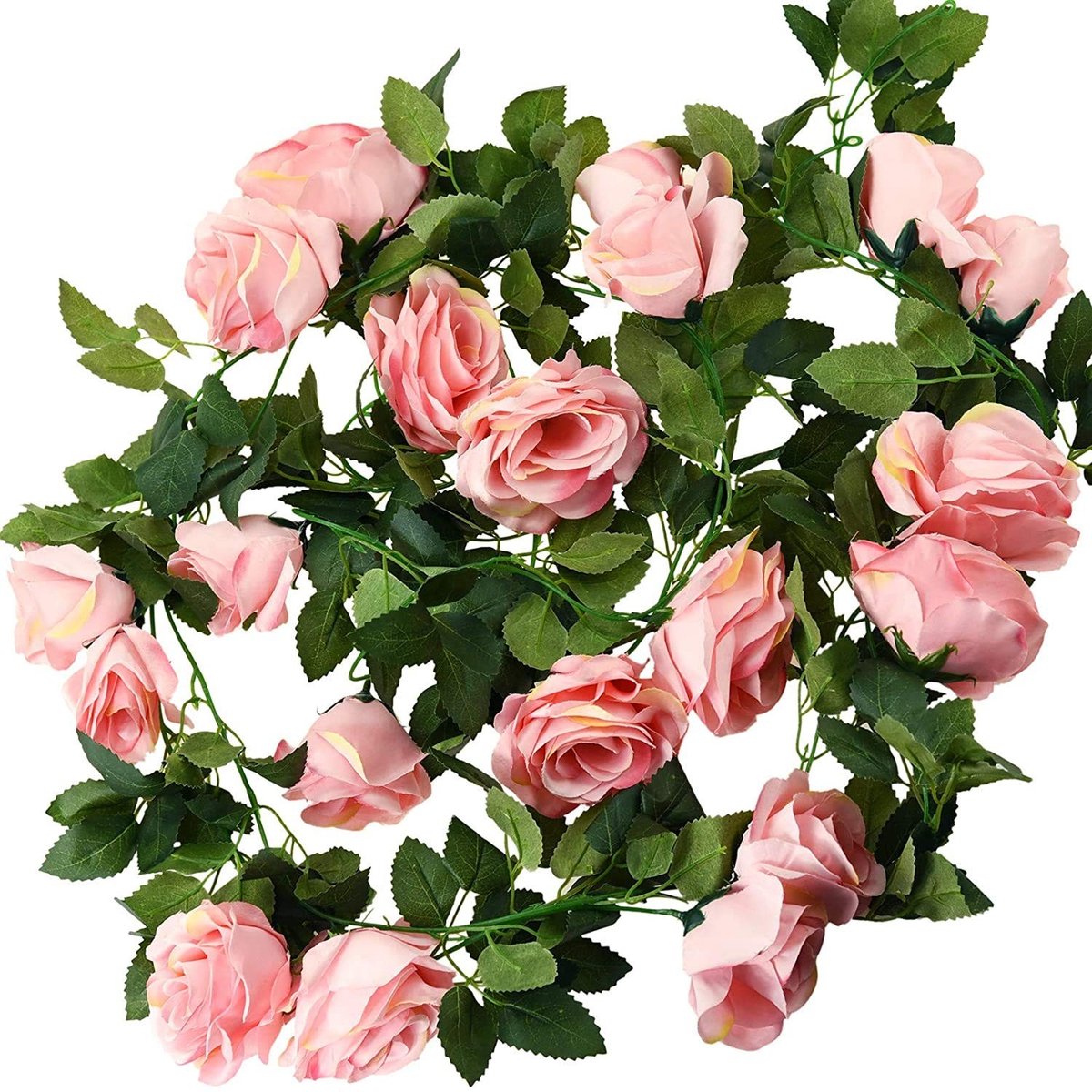 Dailygoods - Kunstmatige Roos Bloemenslinger - Decoratieve Wijnstok - 95 cm - Champagne Kl