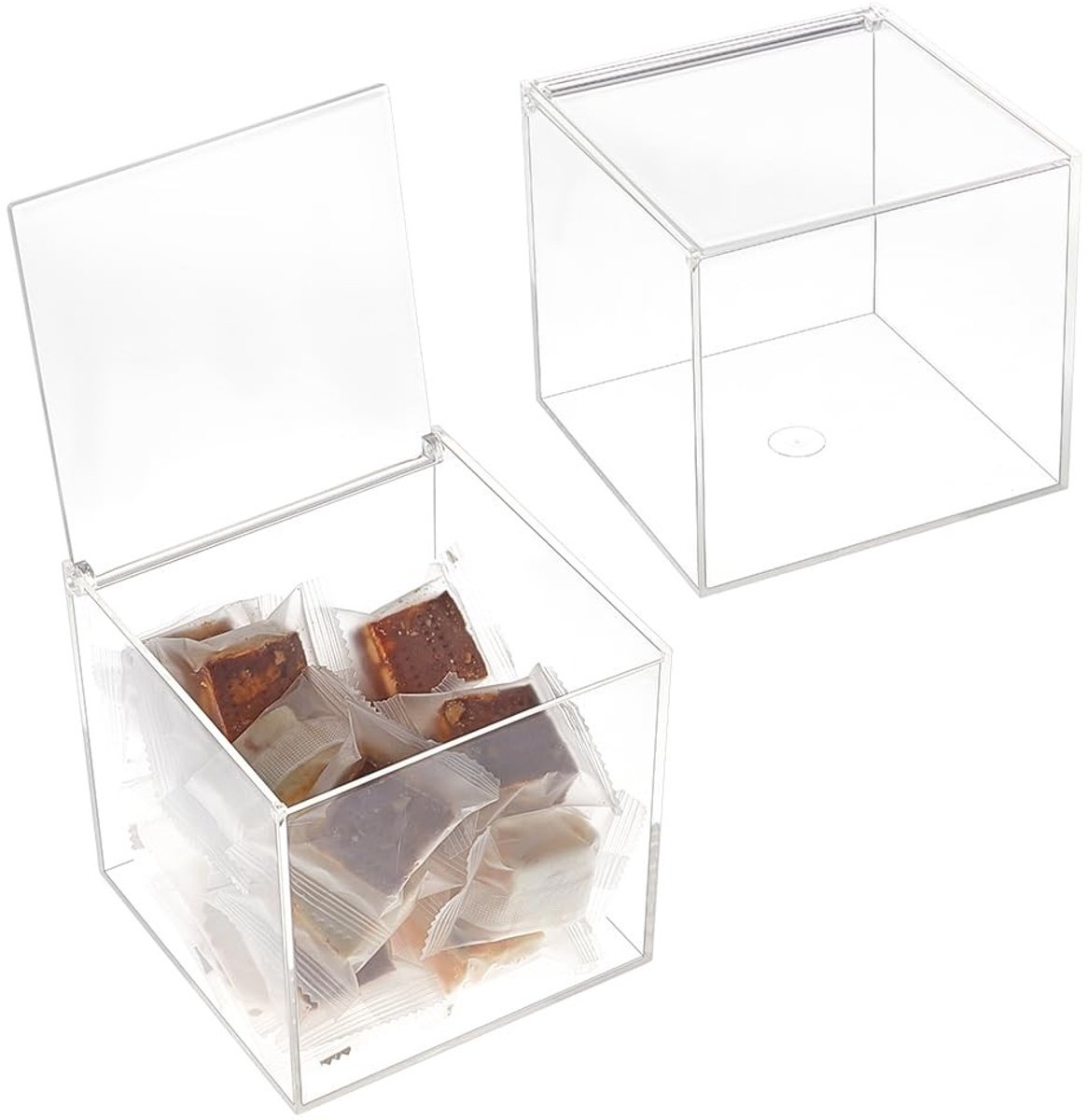 Dailygoods- Acryl Doos - 2 Stuks - 12x12x12 cm - Duurzaam - Flip-Top - Stofwerend - Transparant Ontwerp - Opbergdoos