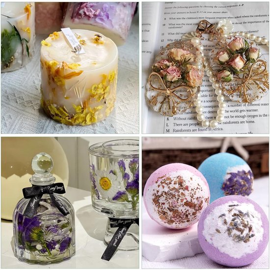 Dailygoods - 20 zakjes natuurlijke gedroogde bloemen, zeepbloemen, gedroogde bloemen, decoratief, roze, chrysant, vergeet-mij-niet, lavendel, magnolia, jasmijn, om te knutselen, zeep, kaarsen, voor het