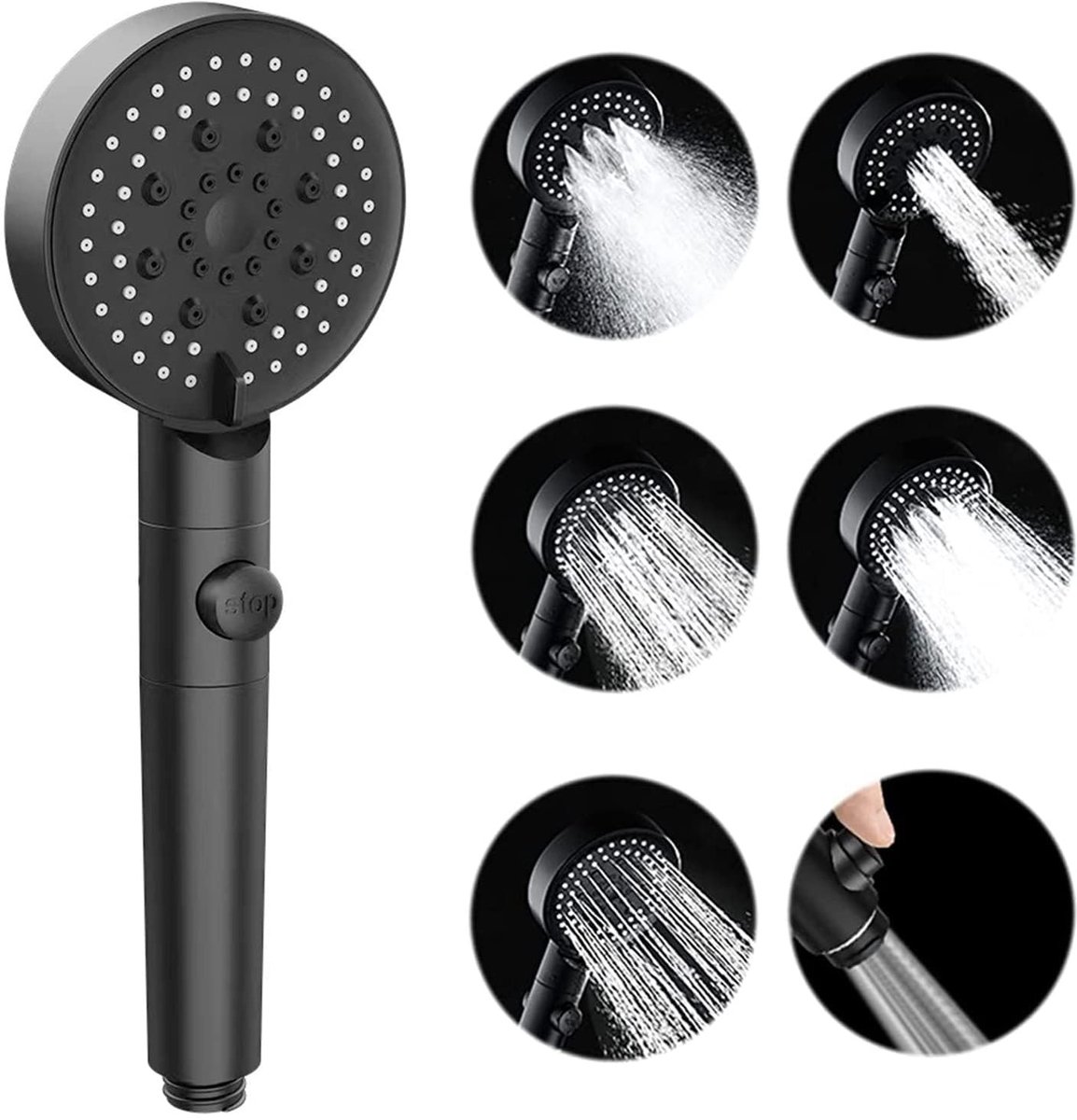 Dailygoods- Douchekop Hoge Druk - 5 Modi - Handdouche met Aan/Uit-Pauzeschakelaar - Anti-Verstoppingssproeiers - Lichtgewicht ABS - Duurzaam en Gemakkelijk Schoon te Maken